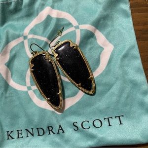 Kendra Scott Gold & Sparkle Blue Skylar Earrings RETIRED EUC